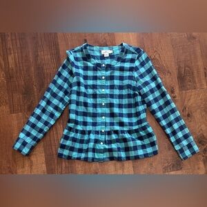 Vineyard vines preplum hem buffalo check Womens cotton blouse Sz 8
